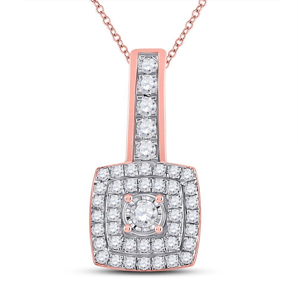 Radiant Rose Gold Diamond Square Pendant - Exquisite Craftsmanship and Dazzling Brilliance - Splendid Jewellery