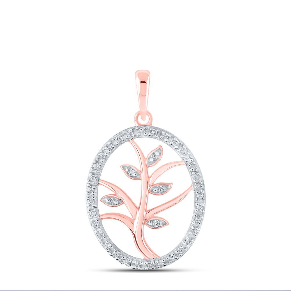 Radiant Rose Gold Diamond Tree Oval Pendant - Symbol of Elegance and Growth - Splendid Jewellery