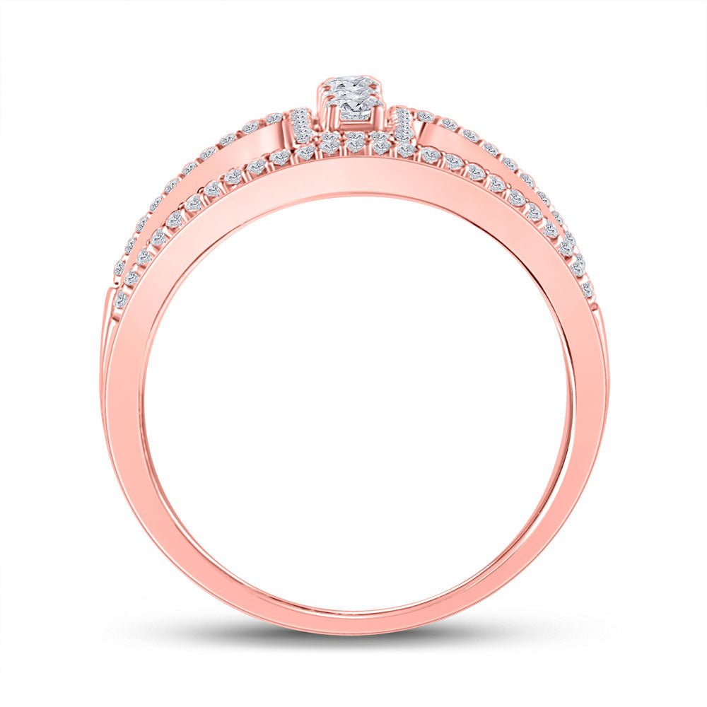 Radiant Rose Gold Diamond Trio Ring - A Timeless Symbol of Love and Elegance - Splendid Jewellery