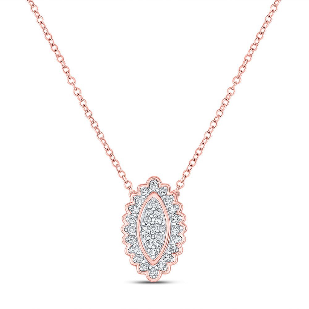 Radiant Rose Gold Diamond Vertical Oval Necklace - Splendid Jewellery