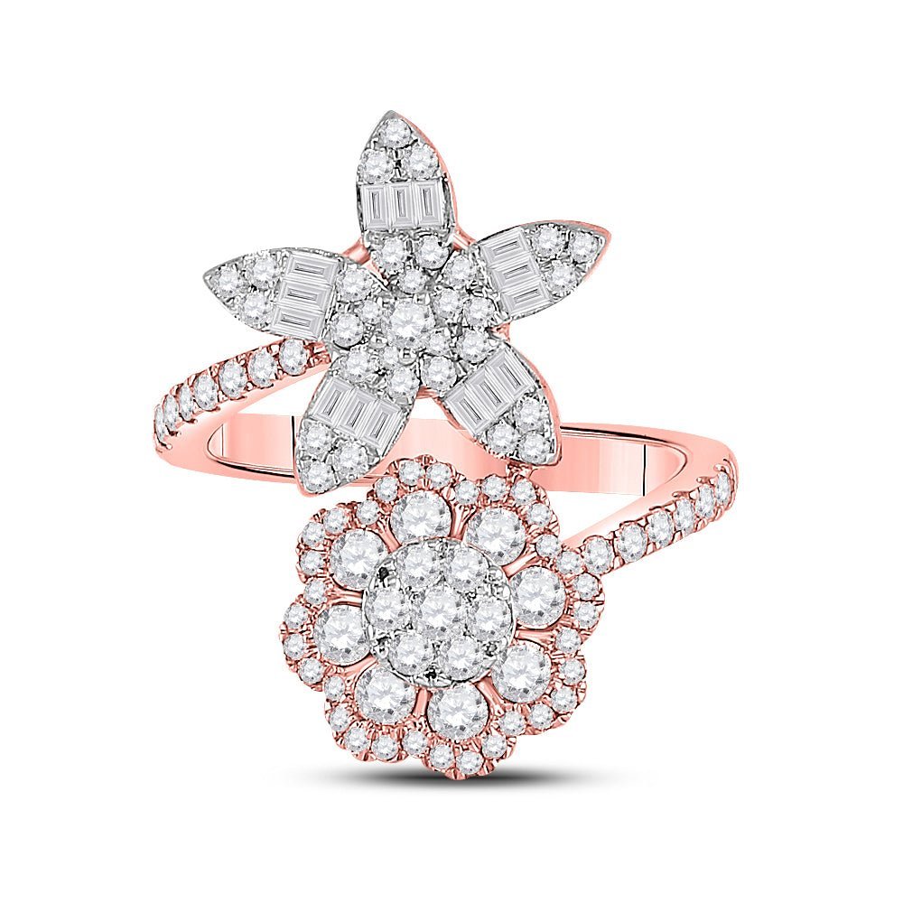 Radiant Rose Gold Floral Diamond Ring - 1 - 1/3 Cttw - Splendid Jewellery