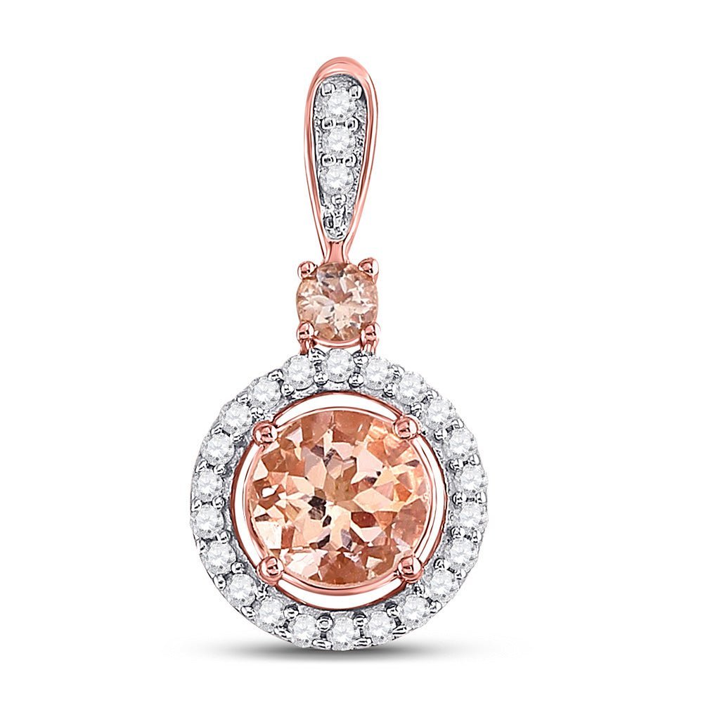Radiant Rose Gold Morganite Diamond Solitaire Pendant - Splendid Jewellery