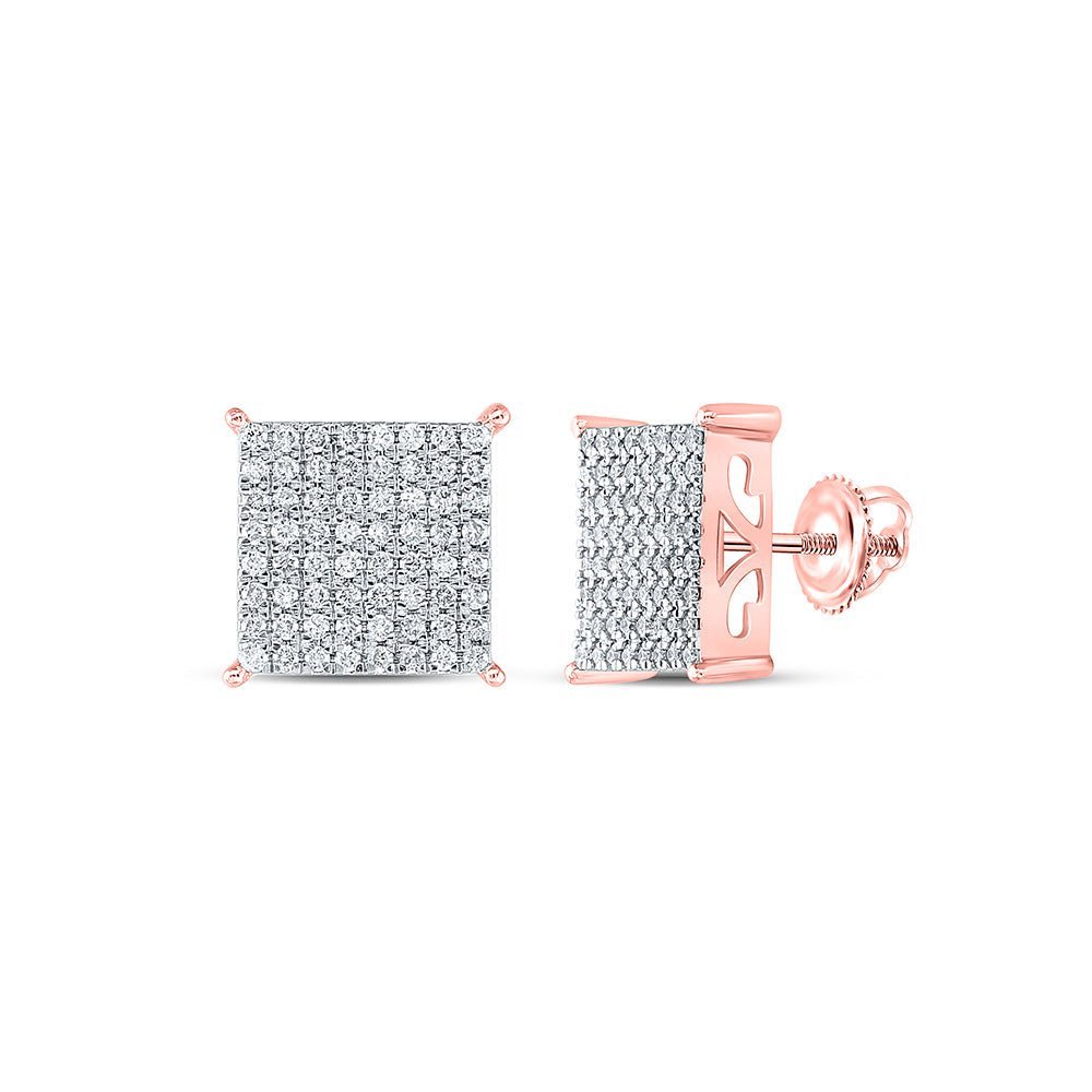 Radiant Rose Gold Square Diamond Earrings: A Dazzling Masterpiece in 10kt Rose Gold - Splendid Jewellery