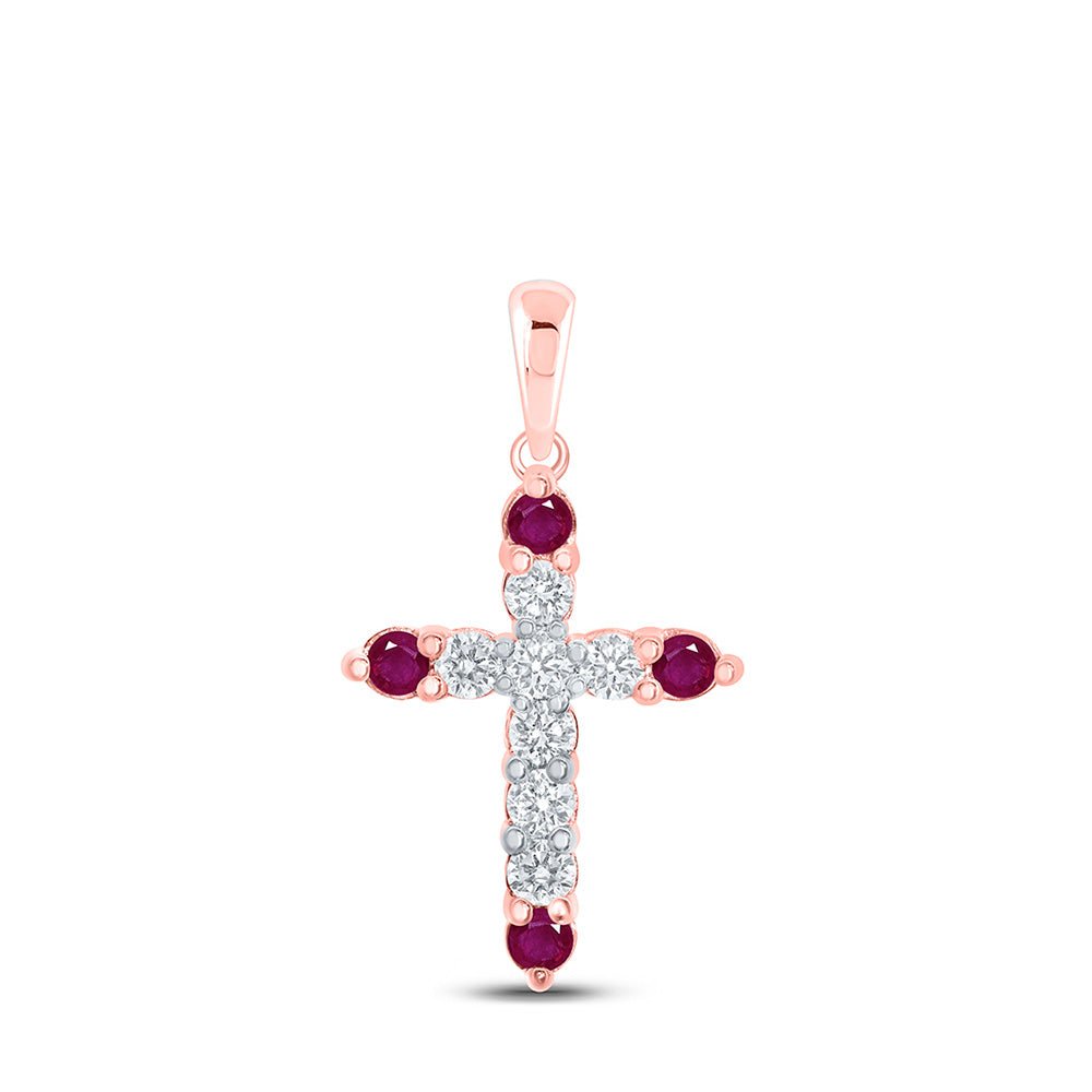 Radiant Ruby and Diamond Cross Pendant - Splendid Jewellery