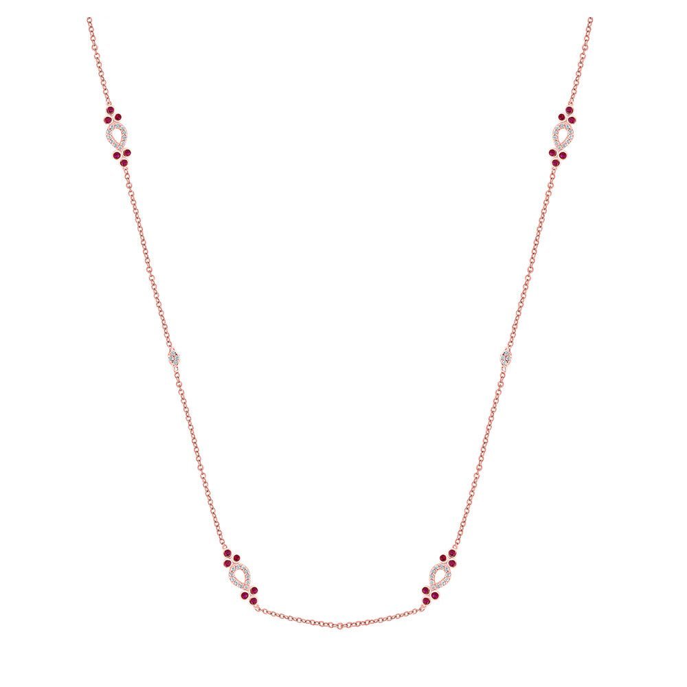 Radiant Ruby and Diamond Rose Gold Necklace - Splendid Jewellery
