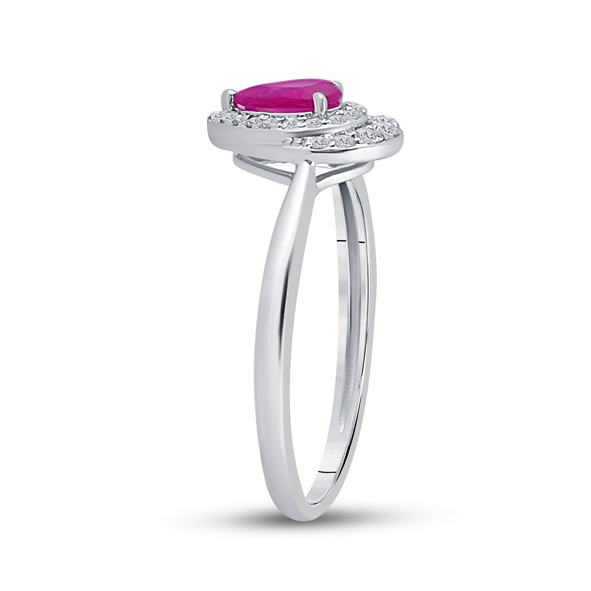 Radiant Ruby and Diamond Teardrop Halo Fashion Ring - Splendid Jewellery