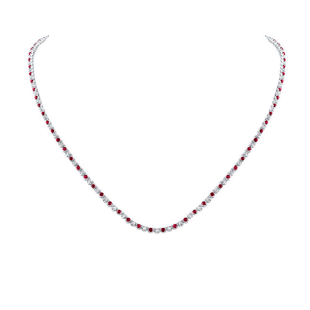 Radiant Ruby Diamond Tennis Necklace in 14kt Rose Gold - A Captivating Masterpiece - Splendid Jewellery
