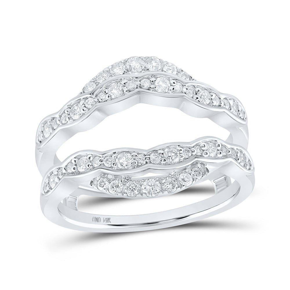 Radiant Spark 14kt White Gold Womens Round Diamond Wrap Enhancer Wedding Band - Splendid Jewellery