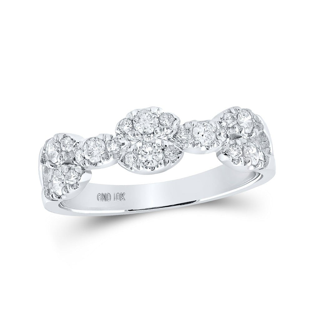 Radiant Sparkle: 10kt White Gold Womens Round Diamond Band Ring 1/2 Cttw - Splendid Jewellery