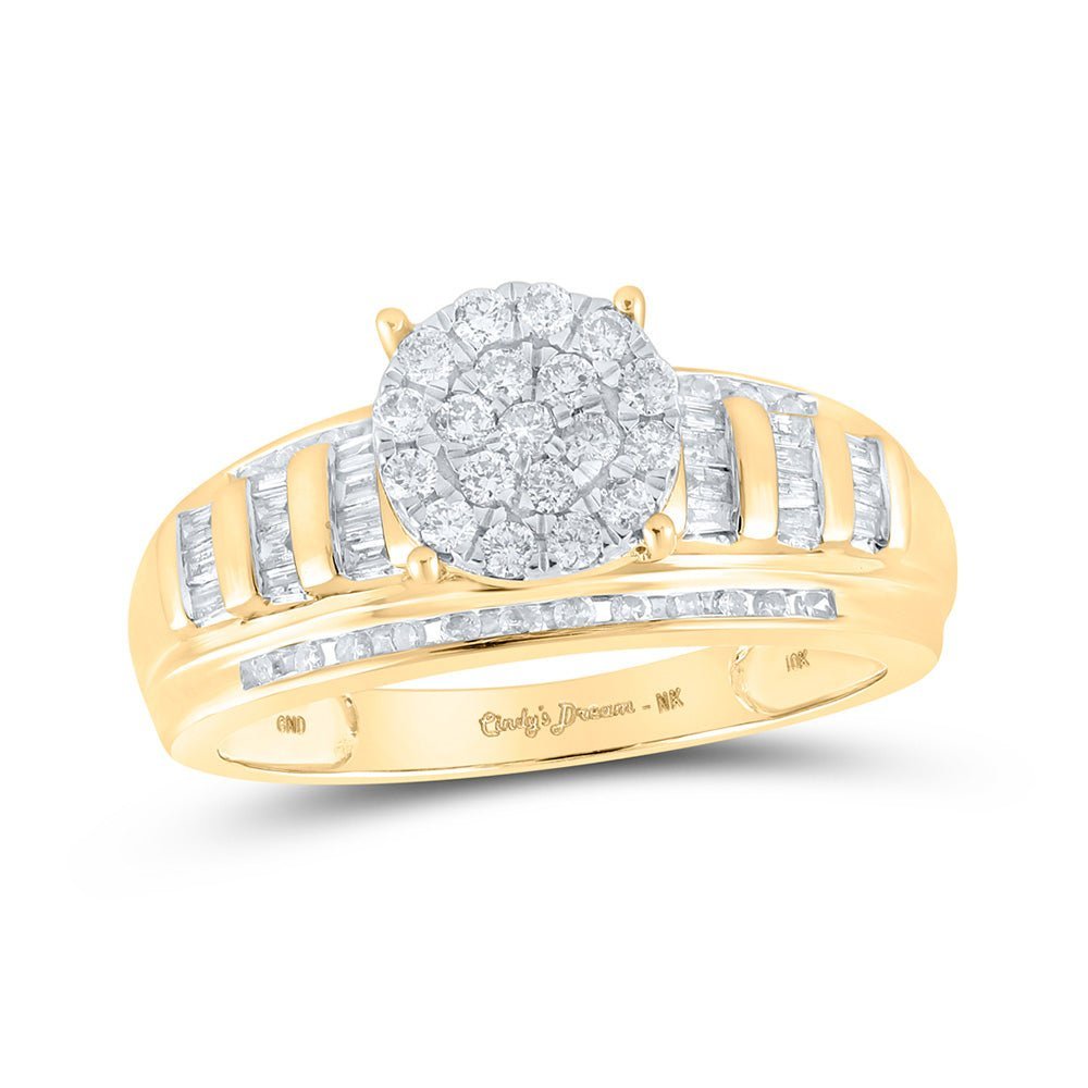 Radiant Splendor: 10kt Yellow Gold Diamond Cluster Bridal Wedding Ring - Splendid Jewellery