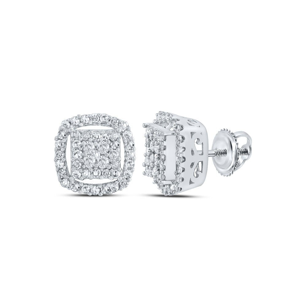 Radiant Square Diamond Earrings in 10kt White Gold - Captivating Brilliance - Splendid Jewellery