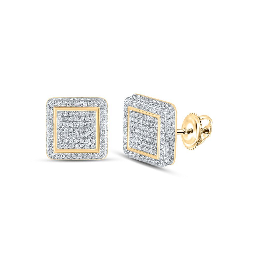 Radiant Square Diamond Earrings in 10kt Yellow Gold - Splendid Jewellery