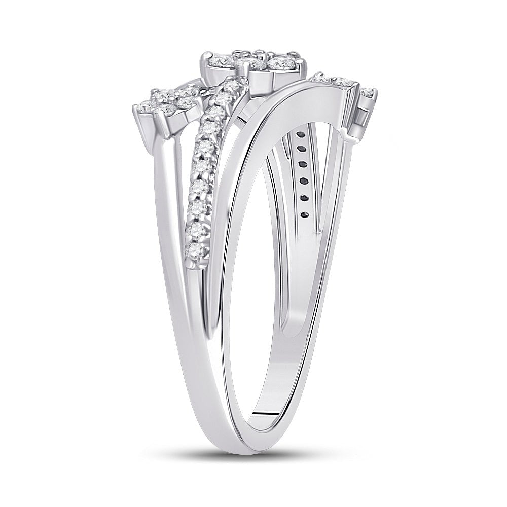 Radiant Starburst Diamond Fashion Ring | 10kt White Gold Womens Round Diamond Flower Star Band Ring 1/3 Cttw | Splendid Jewellery - Splendid Jewellery