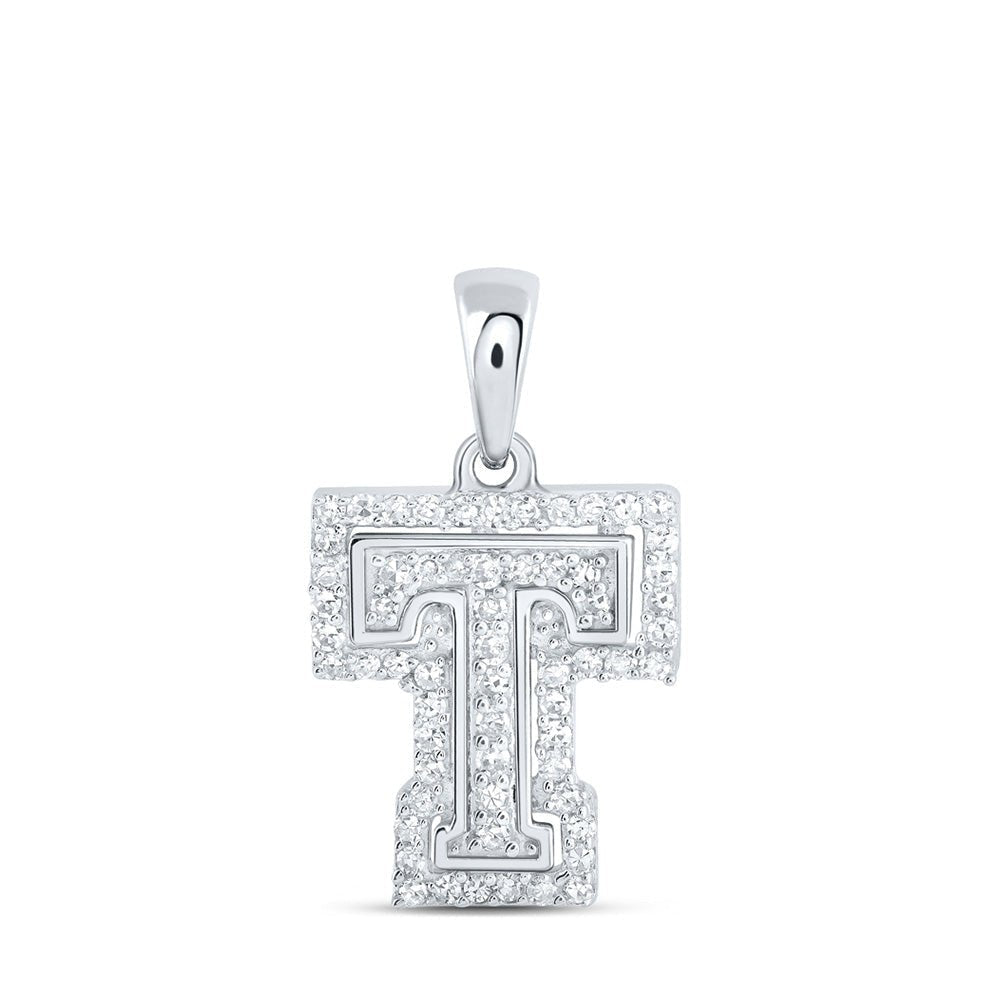Radiant T Initial Diamond Pendant in 10kt White Gold - Splendid Jewellery