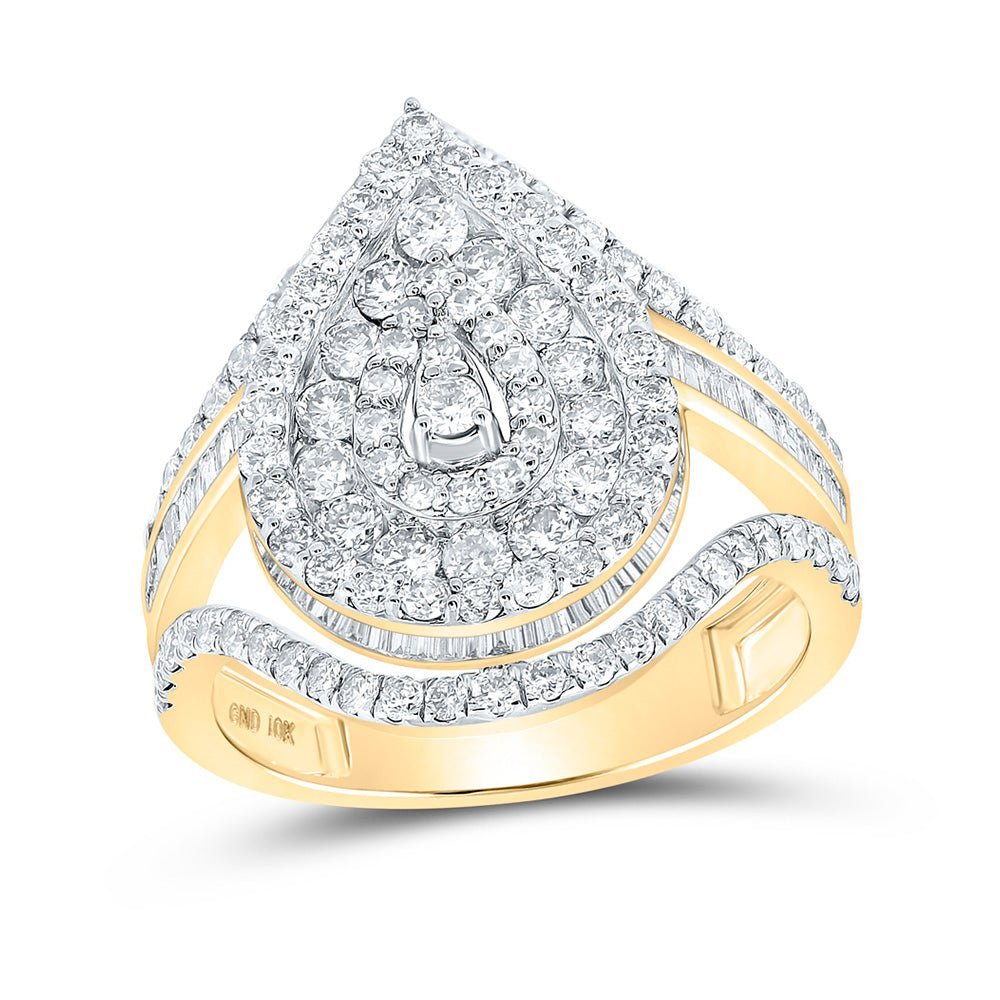 Radiant Teardrop Diamond Cluster Ring in 10kt Yellow Gold - 1 - 7/8 Cttw - Splendid Jewellery