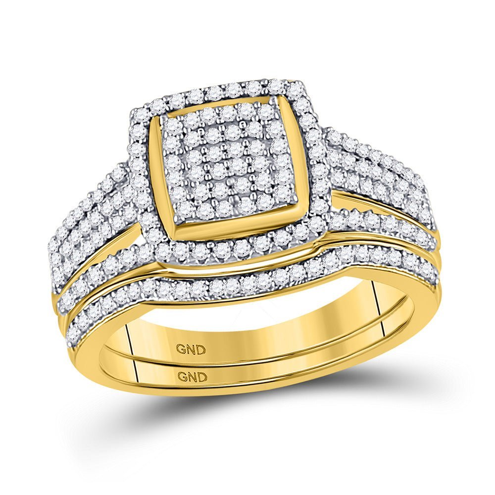 Regal Radiance: 10kt Yellow Gold Diamond Bridal Wedding Ring Band Set - Splendid Jewellery