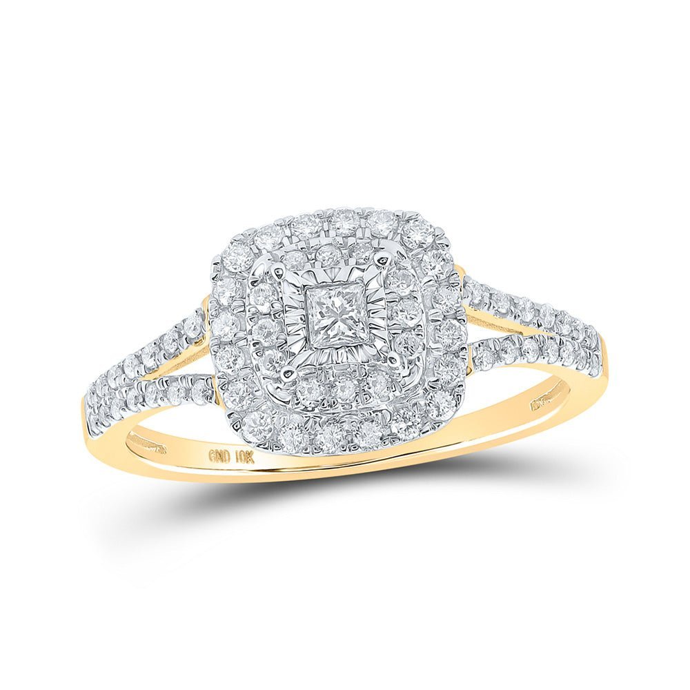 Regal Radiance: 10kt Yellow Gold Princess Diamond Square Ring - Splendid Jewellery