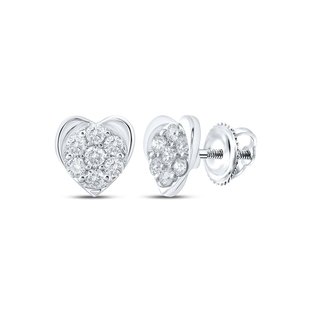 Romantic Brilliance: 10kt White Gold Heart Diamond Earrings - Splendid Jewellery