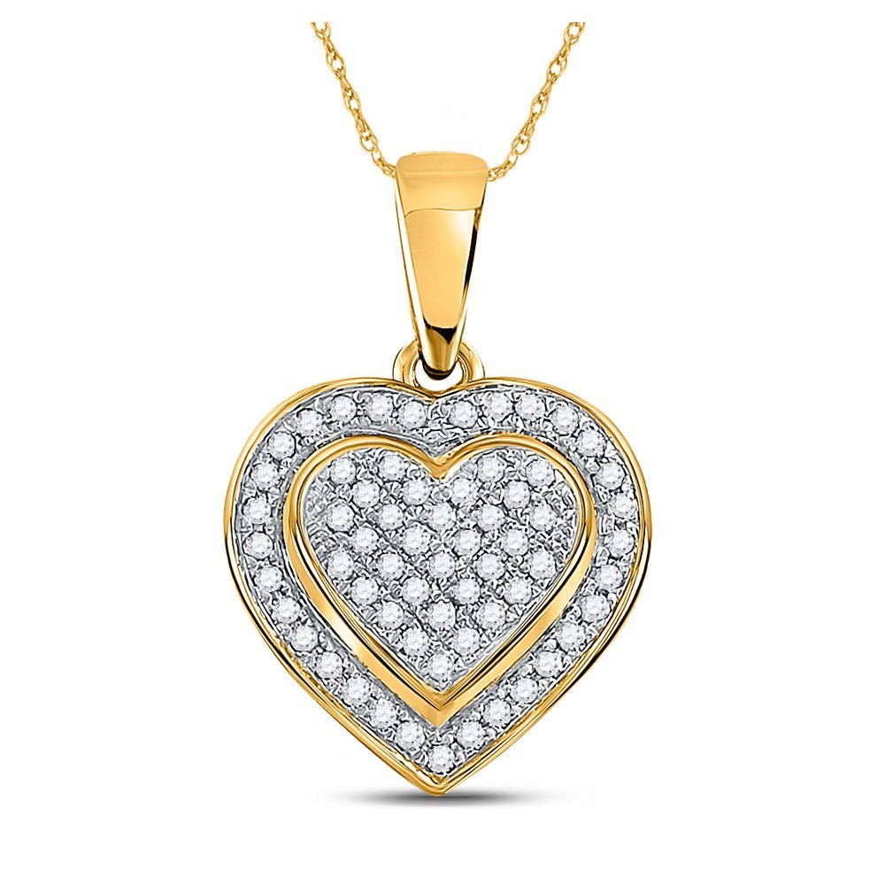 Romantic Brilliance: 10kt Yellow Gold Diamond Heart Pendant 1/4 Cttw - Splendid Jewellery