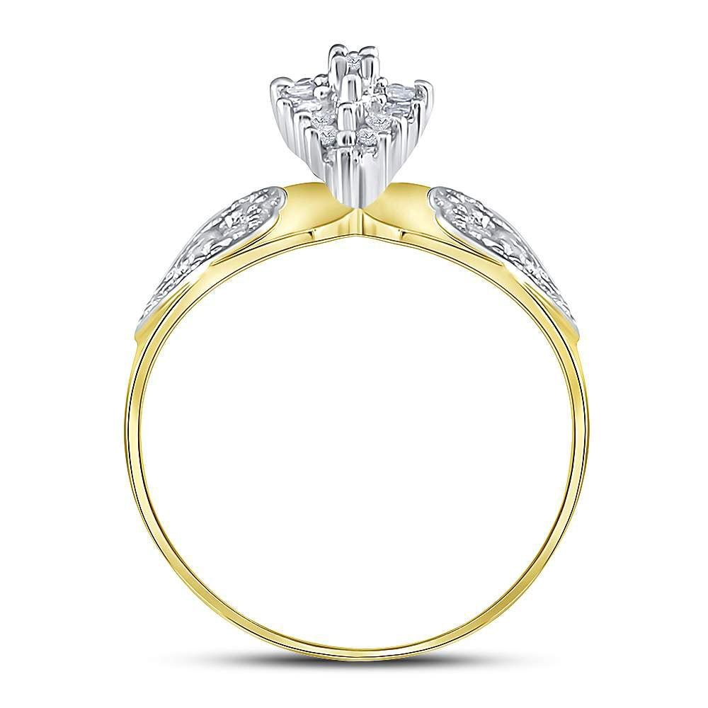 Romantic Heart Diamond Cluster Ring in Two - Tone Gold | 1/8 Cttw - Splendid Jewellery