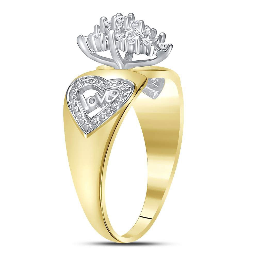 Romantic Heart Diamond Cluster Ring in Two - Tone Gold | 1/8 Cttw - Splendid Jewellery