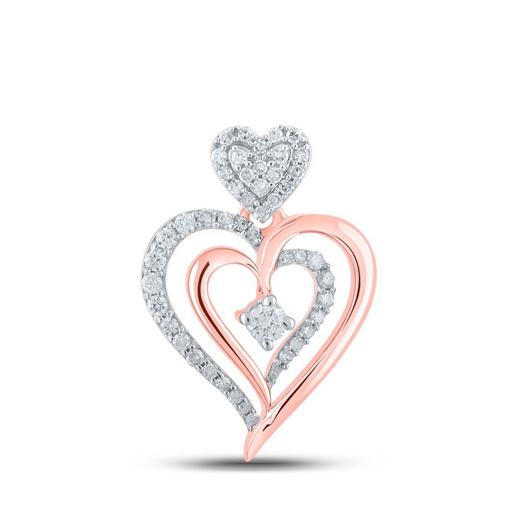 Romantic Radiance: 10kt Rose Gold Diamond Heart Pendant - Splendid Jewellery
