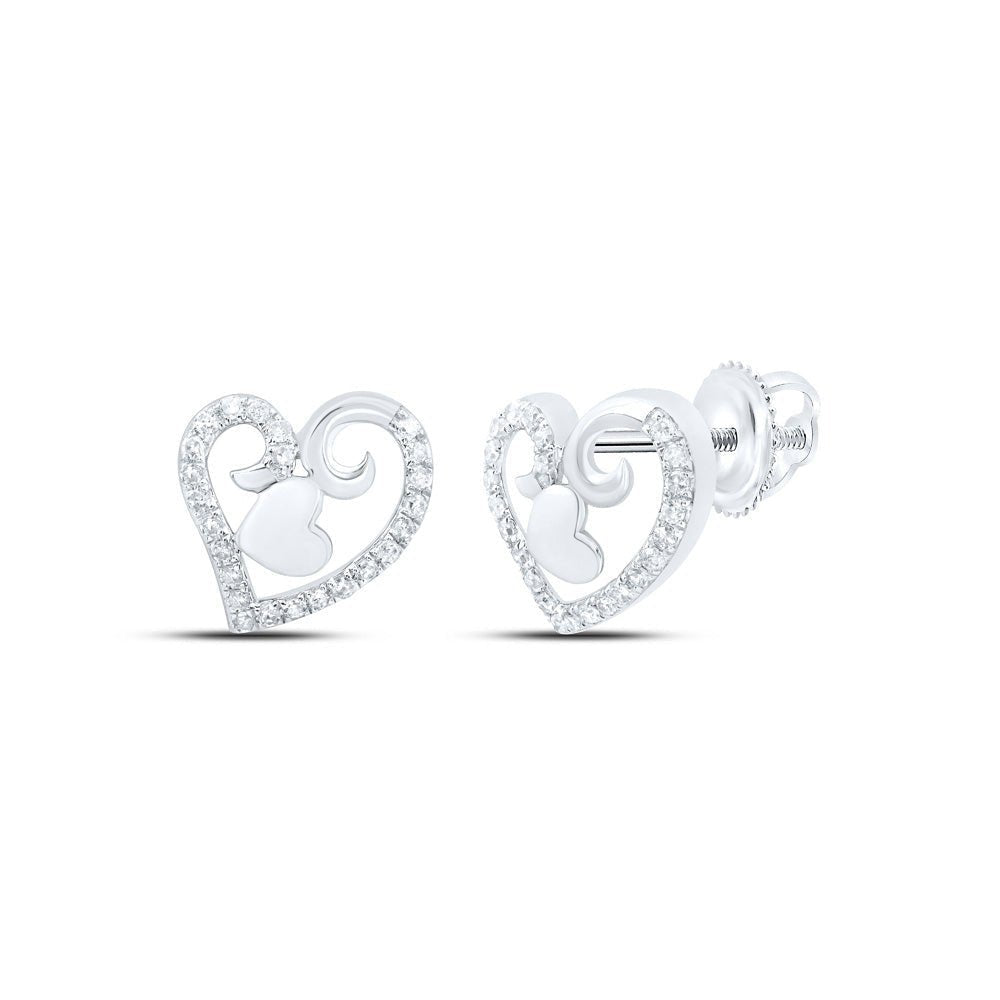 Romantic Radiance: 10kt White Gold Diamond Heart Earrings - Splendid Jewellery