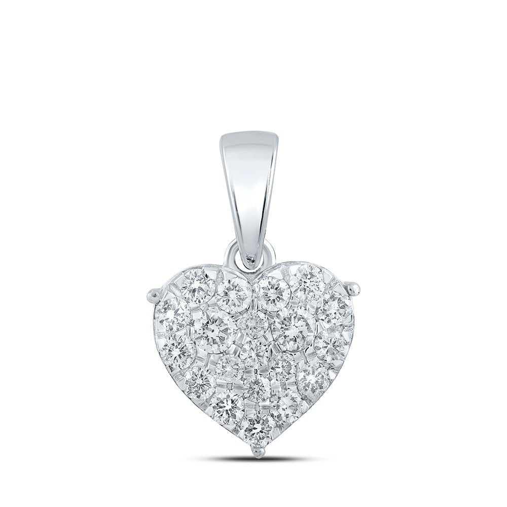 Romantic Radiance: 10kt White Gold Diamond Heart & Love Symbol Pendant - Splendid Jewellery