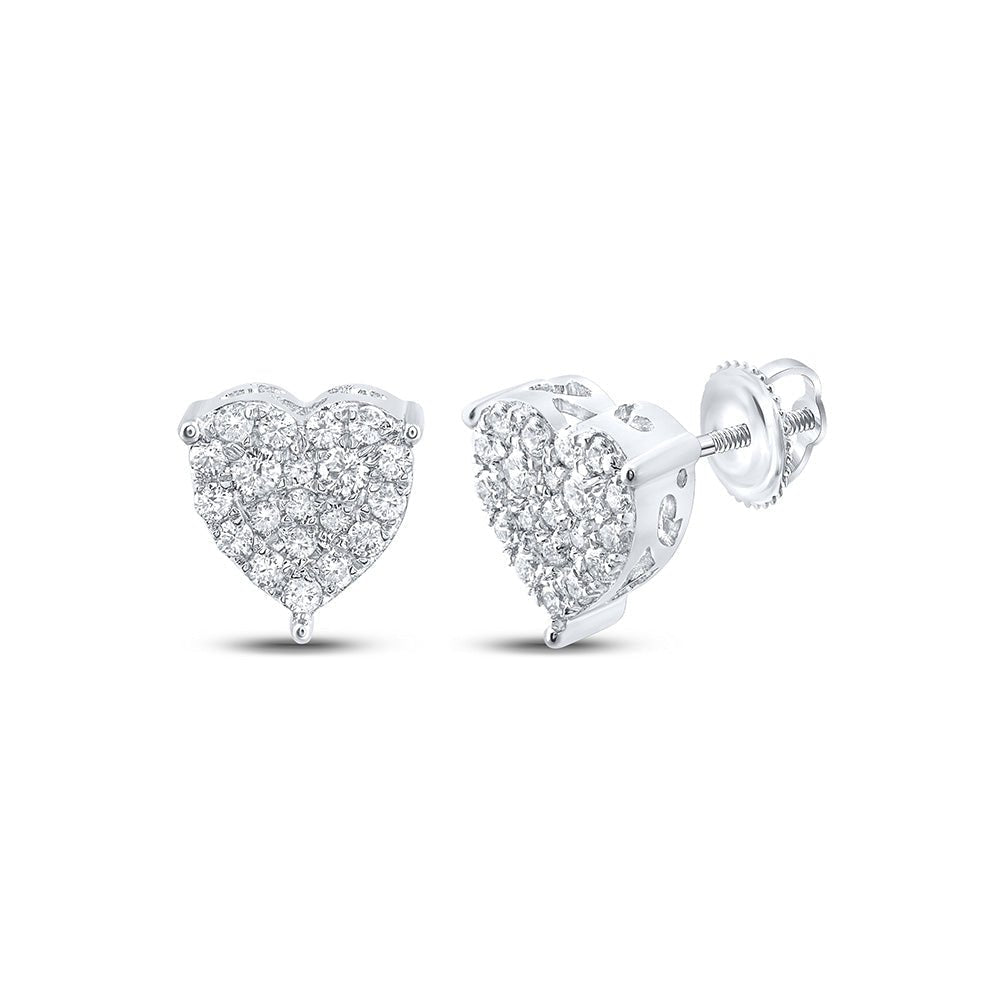 Romantic Radiance: 10kt White Gold Heart Diamond Earrings - Splendid Jewellery