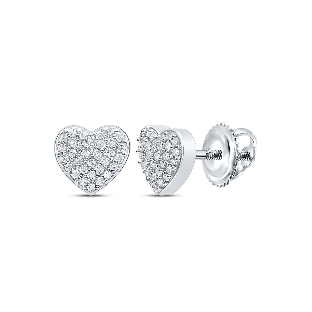 Romantic Radiance: 10kt White Gold Heart - Shaped Diamond Earrings - Splendid Jewellery