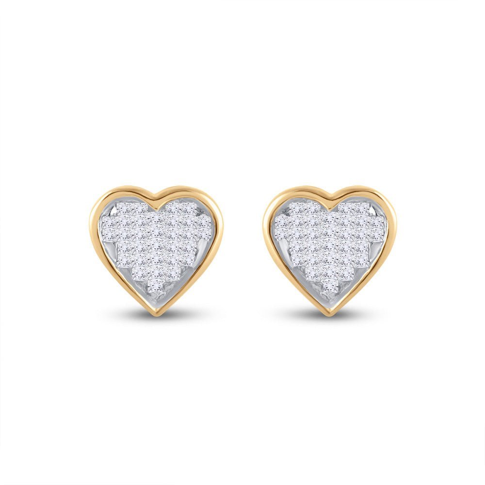 Romantic Radiance: 10kt Yellow Gold Princess Diamond Heart Earrings - Splendid Jewellery