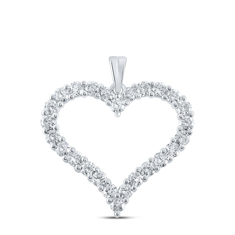 Romantic Radiance: 14kt White Gold Diamond Heart Pendant - Splendid Jewellery