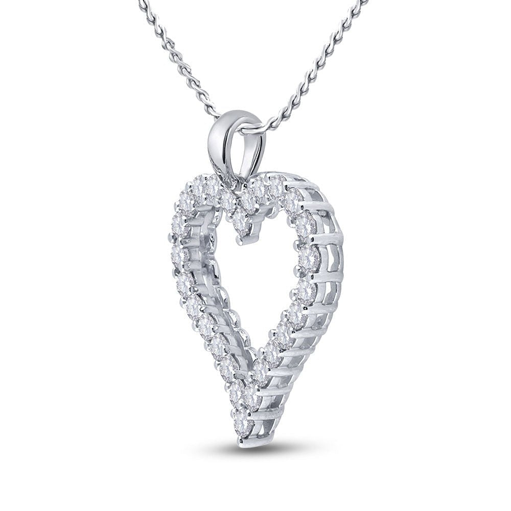 Romantic Radiance: 14kt White Gold Diamond Heart Pendant - Splendid Jewellery