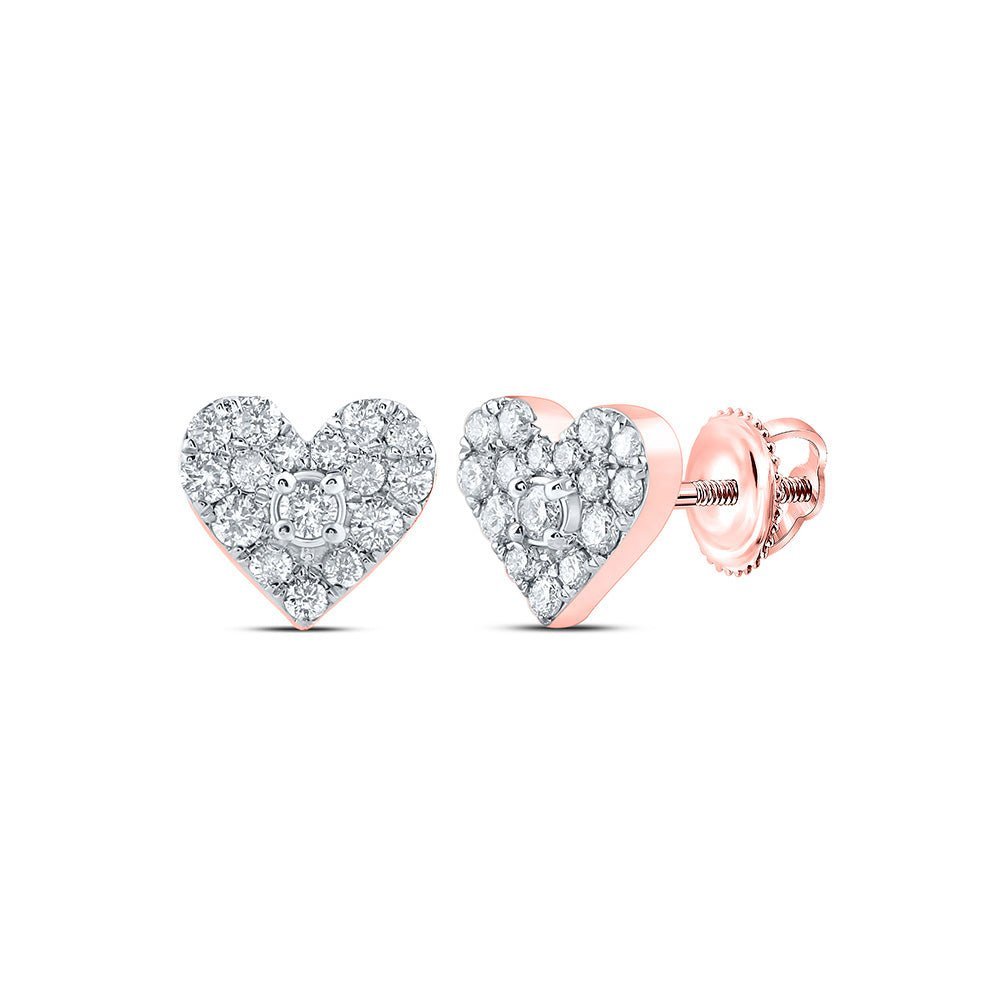 Romantic Reflections: 10kt Rose Gold Heart Diamond Earrings - Splendid Jewellery