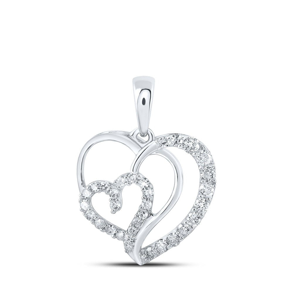 Romantic Reflections: 10kt White Gold Diamond Heart & Love Symbol Pendant - Splendid Jewellery