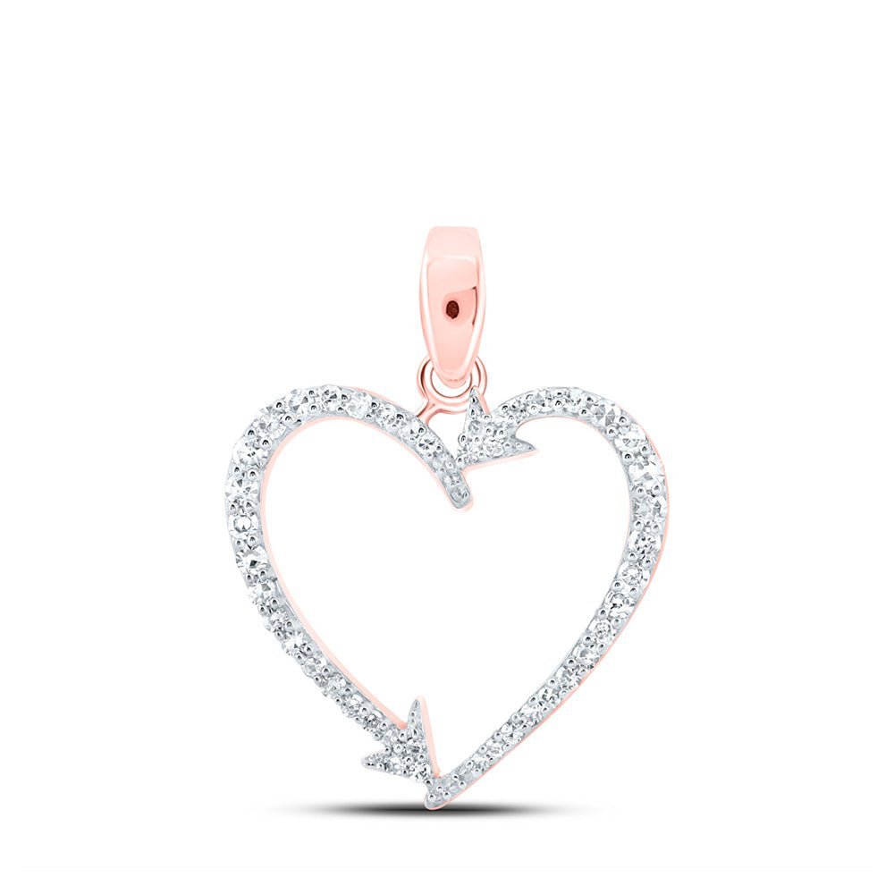 Romantic Rose Gold Diamond Arrow Heart Pendant - Splendid Jewellery