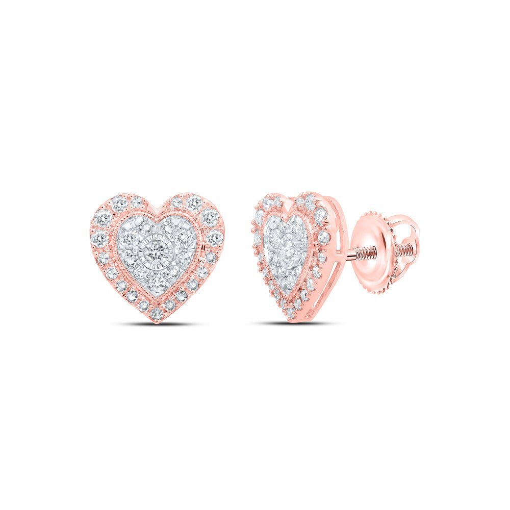 Romantic Rose Gold Diamond Heart Earrings - Splendid Jewellery