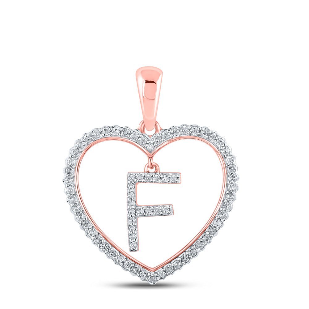 Romantic Rose Gold Diamond Heart Initial Pendant - Splendid Jewellery