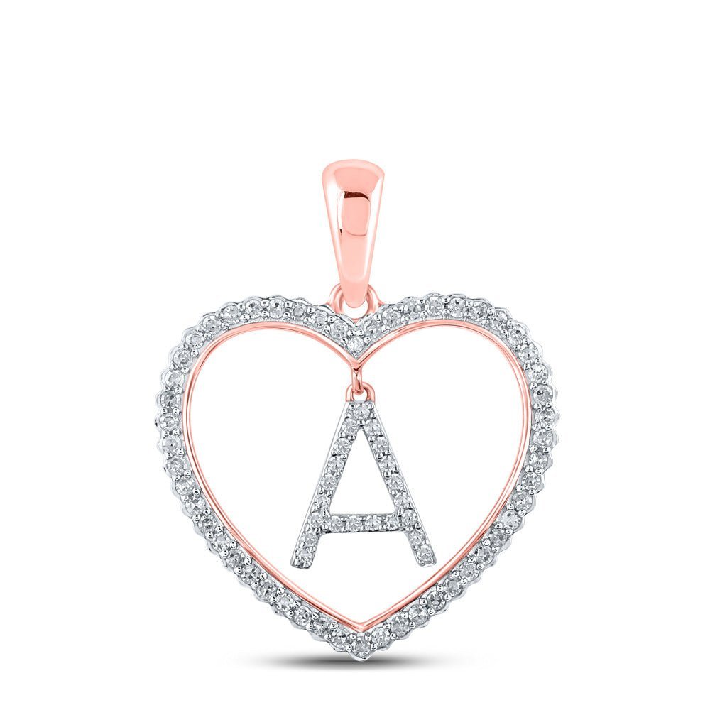 Romantic Rose Gold Diamond Heart Initial Pendant - Splendid Jewellery