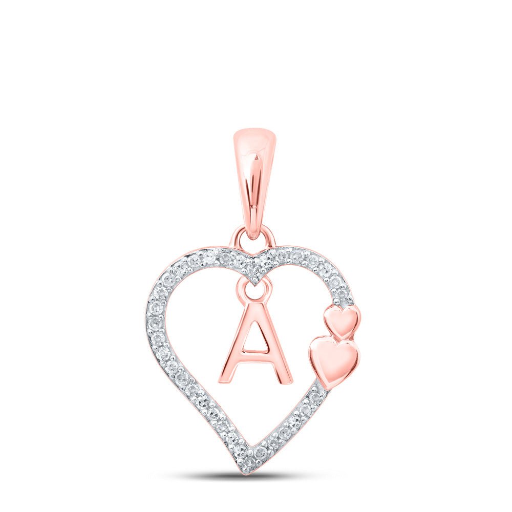 Romantic Rose Gold Diamond Heart Initial Pendant - Splendid Jewellery