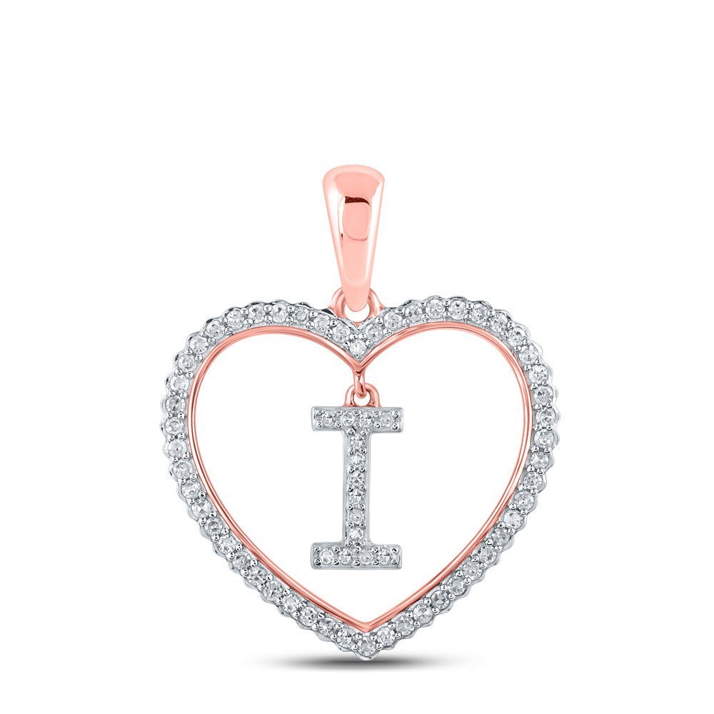 Romantic Rose Gold Diamond Heart Initial Pendant - Splendid Jewellery