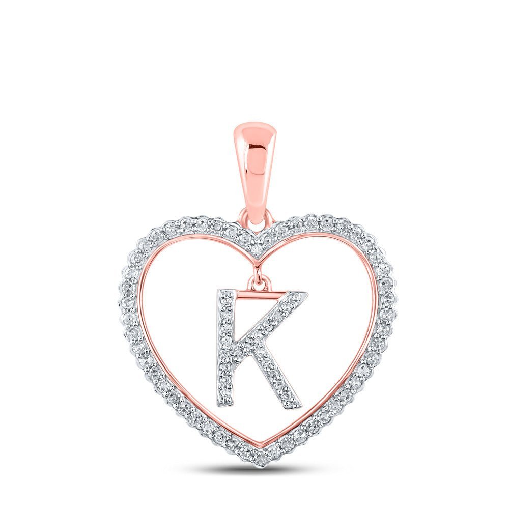 Romantic Rose Gold Diamond Heart Initial Pendant - Splendid Jewellery
