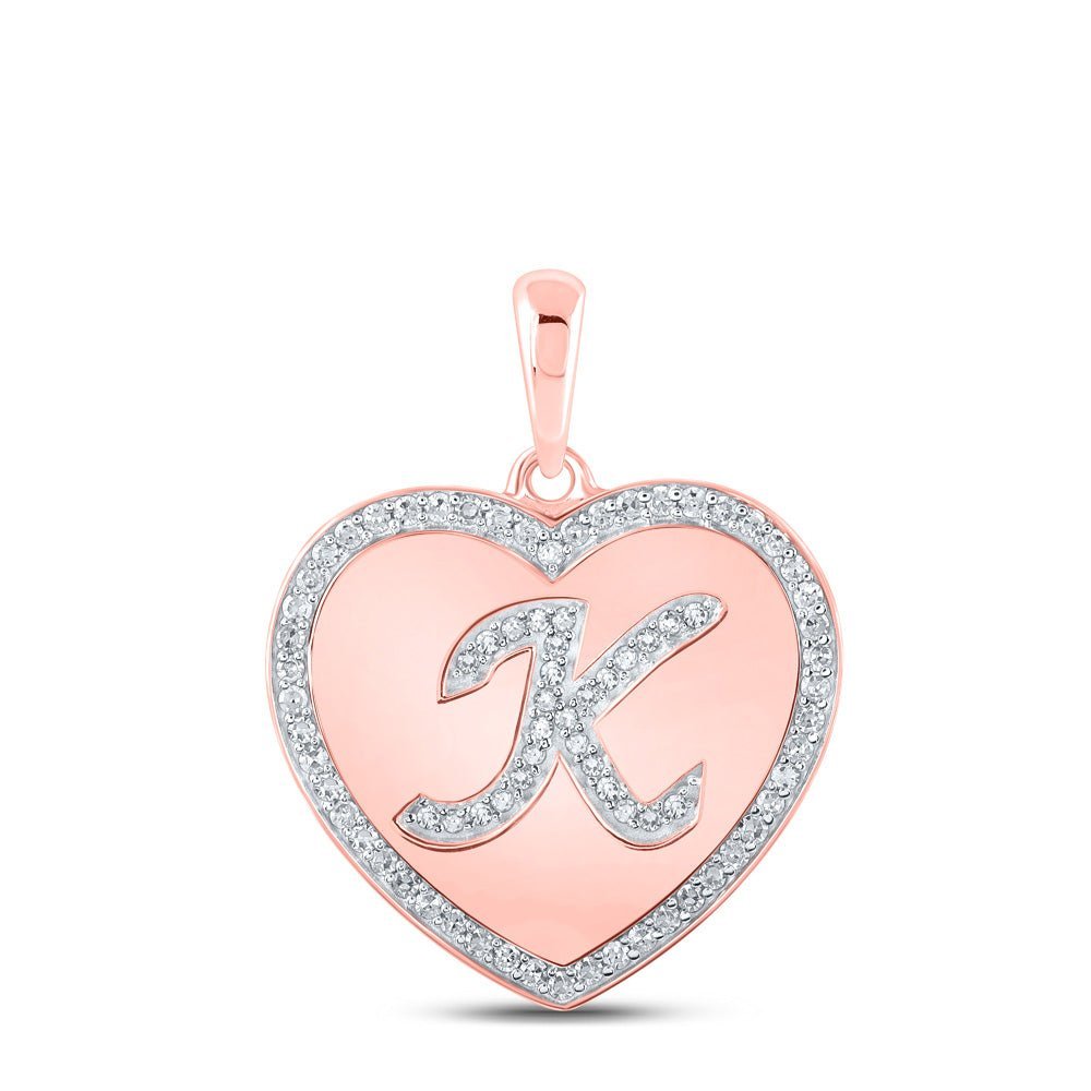 Romantic Rose Gold Diamond Heart "K" Pendant - A Symbol of Love and Elegance - Splendid Jewellery