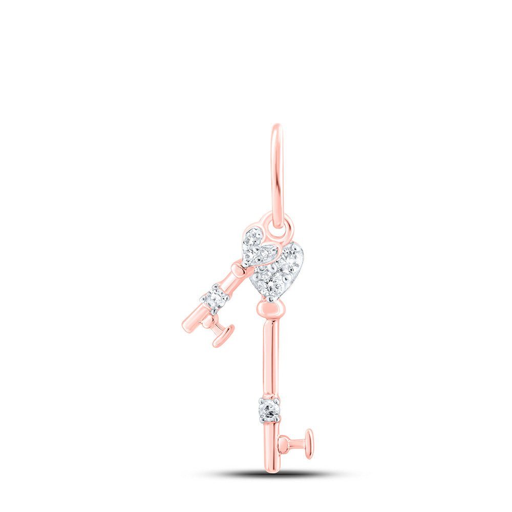 Romantic Rose Gold Diamond Heart Key Pendant - Splendid Jewellery