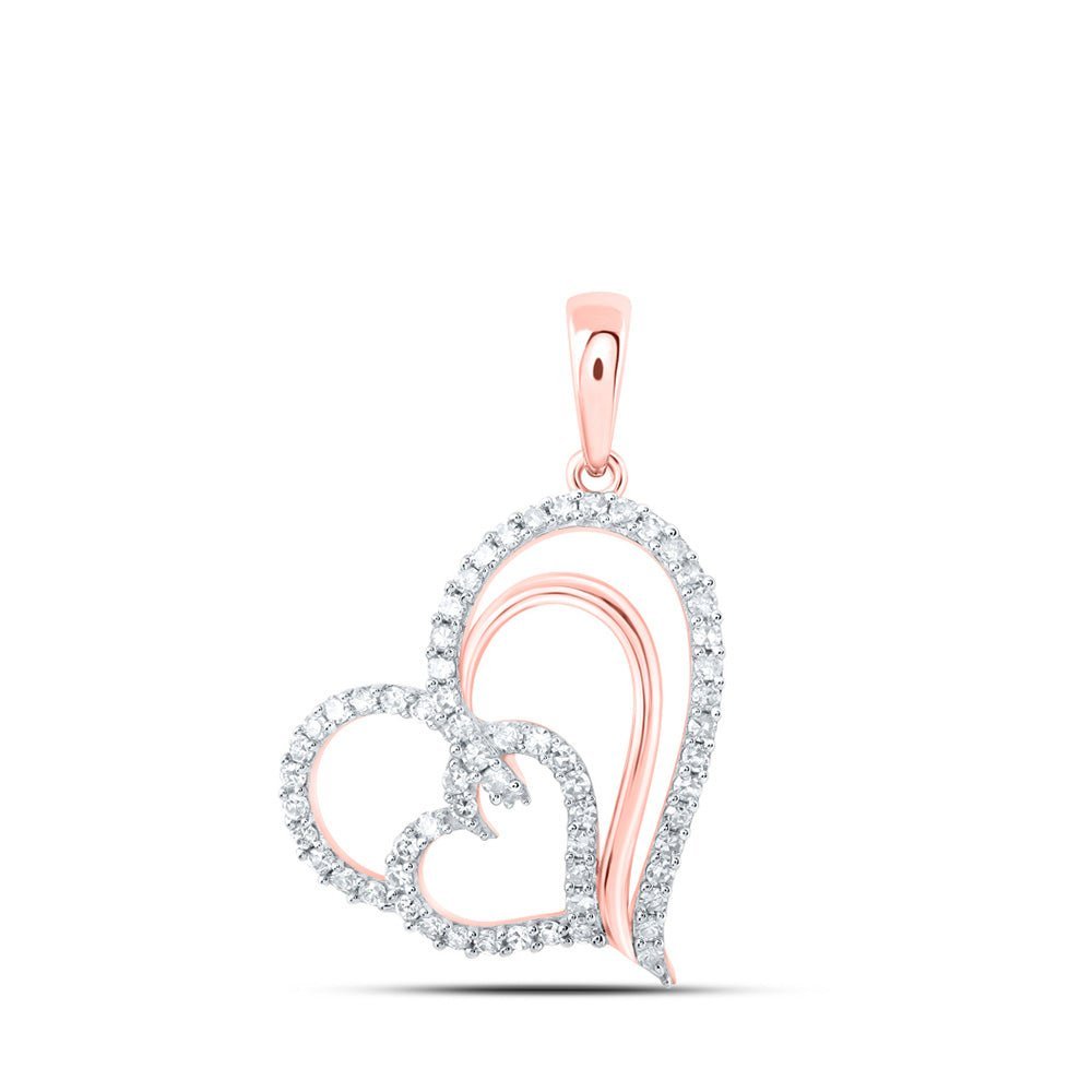 Romantic Rose Gold Diamond Heart & Love Pendant - Splendid Jewellery