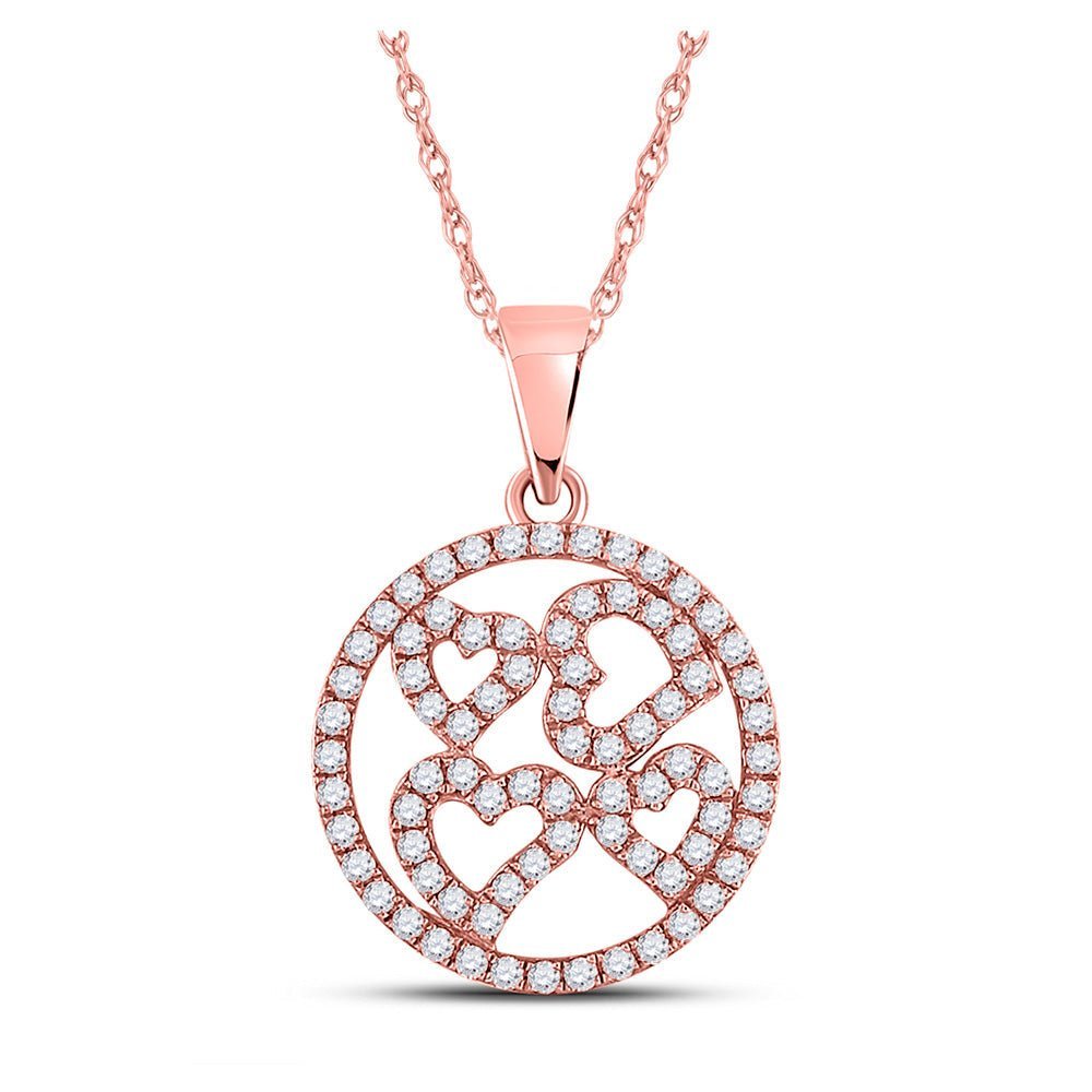 Romantic Rose Gold Diamond Heart & Love Pendant - Splendid Jewellery