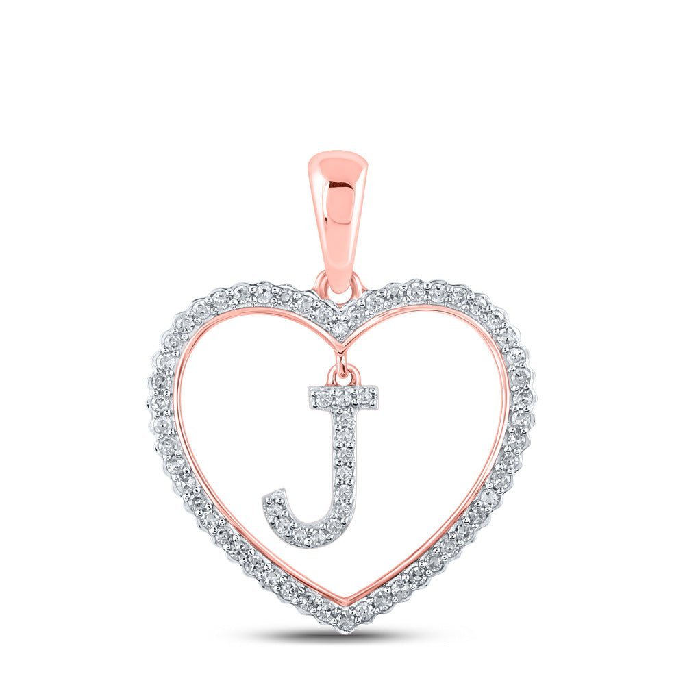 Romantic Rose Gold Diamond Initial Heart Pendant - Splendid Jewellery