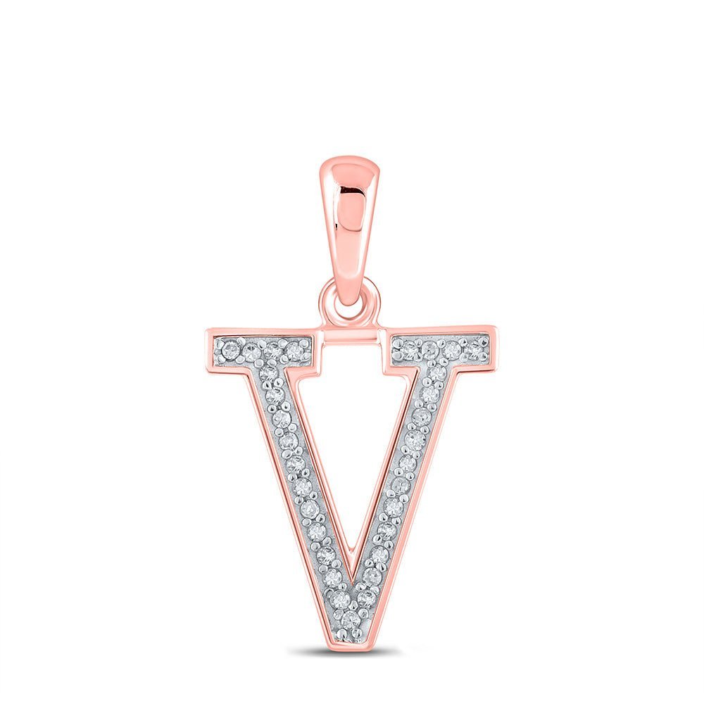 Romantic Rose Gold Diamond Initial V Pendant - Personalized Charm Necklace - Splendid Jewellery