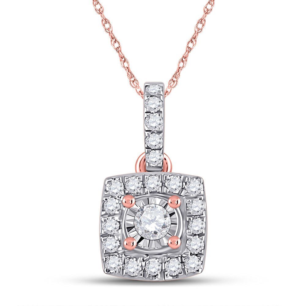 Romantic Rose Gold Diamond Square Pendant - A Captivating Masterpiece of Elegance - Splendid Jewellery