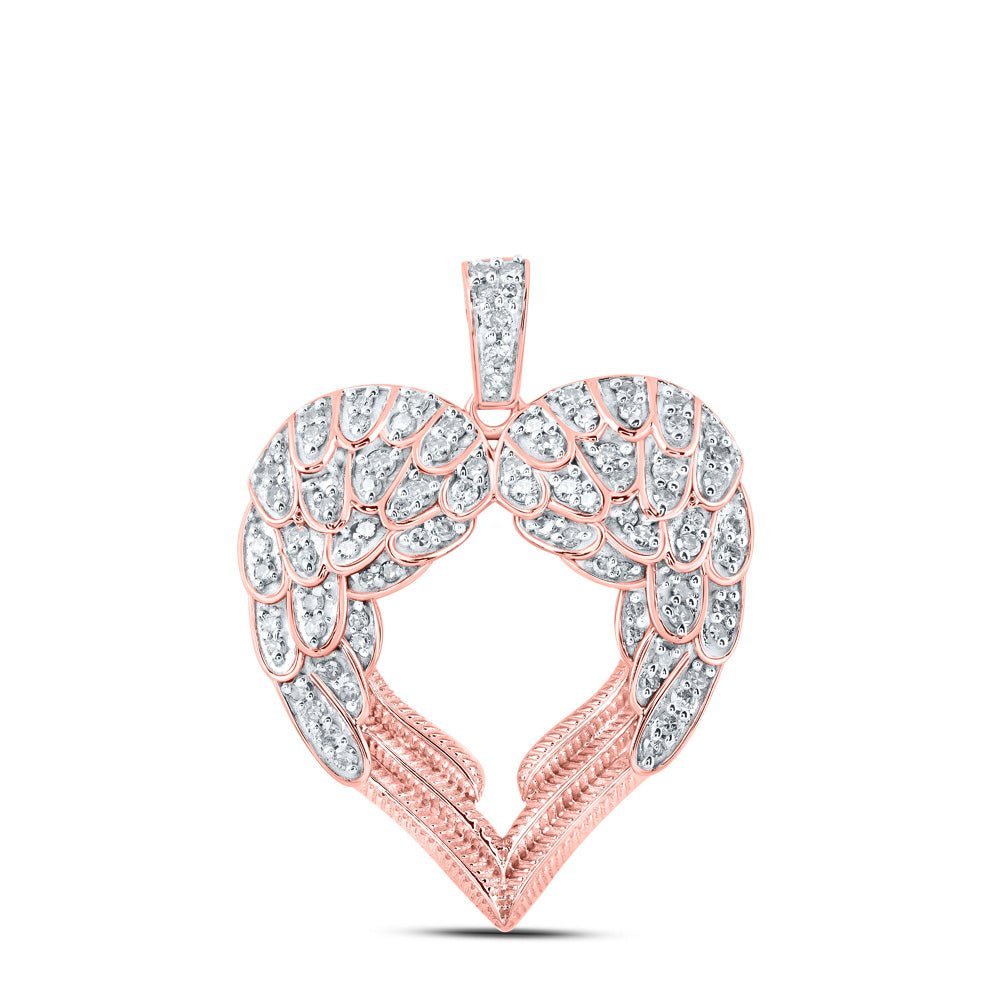 Romantic Rose Gold Diamond Wing Heart Pendant - Splendid Jewellery